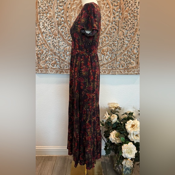 Natural Life Evangeline Maxi Dress in Red Watercolor Floral- size S - Picture 10 of 16